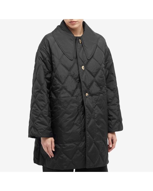 Ganni Ripstop Quilt Reversible Coat in Black | Lyst Canada