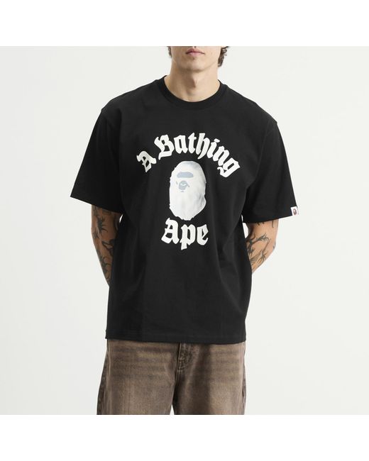 A Bathing Ape Black Gothic College T-Shirt for men