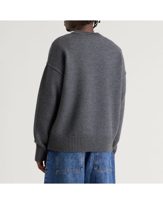 AMI Blue Crewneck Contrasted Adc Jumper for men