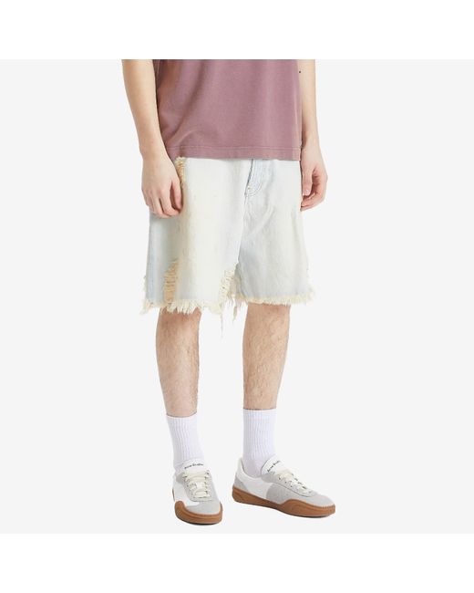 Acne White Forge U X Melange Face Denim Shorts for men