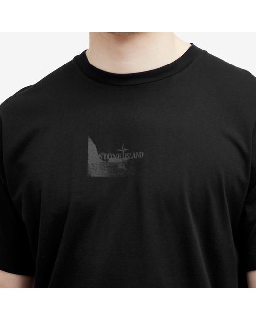 Stone Island Black Reflective Badge Print T-Shirt for men
