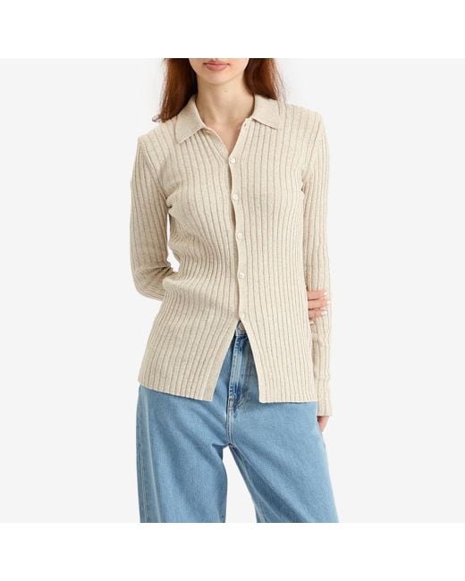 Auralee Natural Rib Knit Shirt Cardigan
