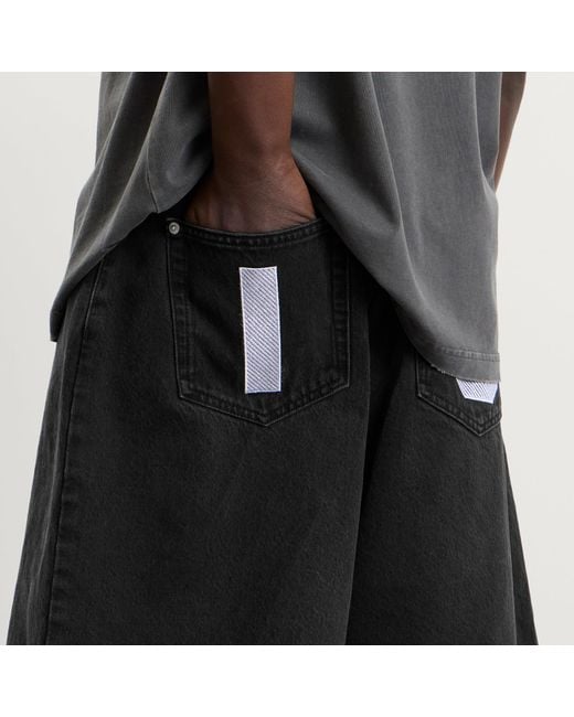 ICECREAM Black Running Dog Triple Scoop Denim Shorts for men
