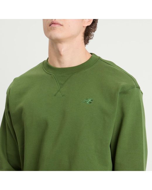 New Balance Green Athletics French Terry Crew for men