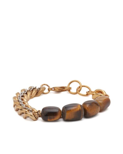 Dries Van Noten Tiger Eye And Chain Bracelet in Brown for Men | Lyst