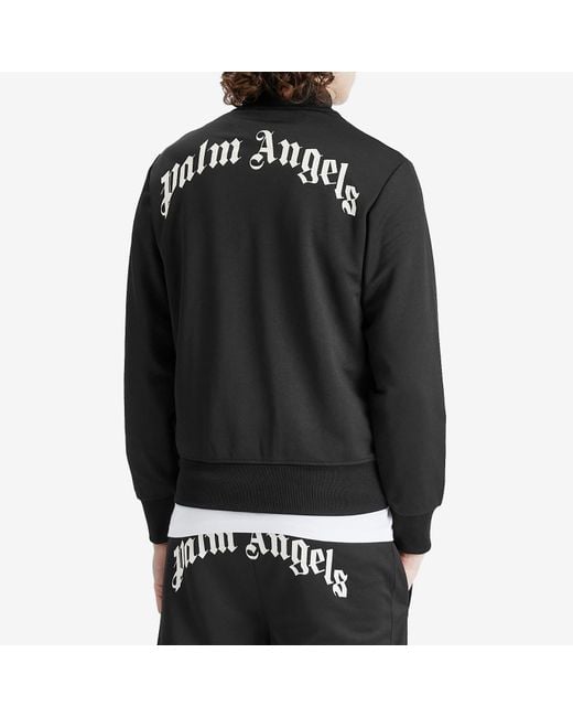 Palm Angels Black Curved Logo Track Jacket for men