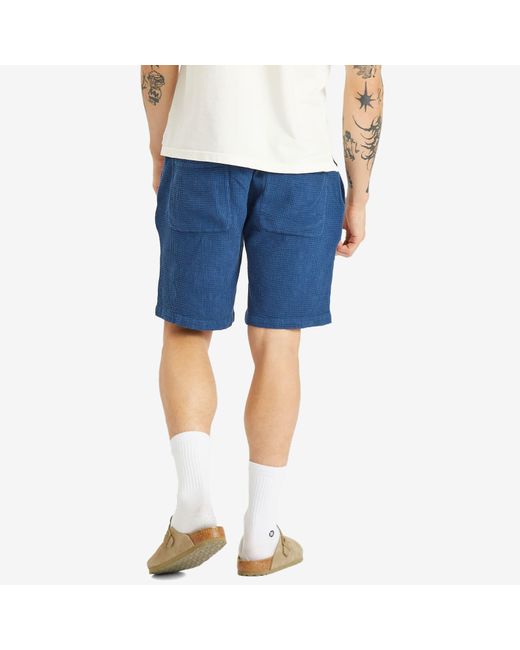 Universal Works Blue Nippon Waffle Simple Short for men