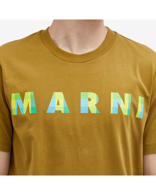 Marni Yellow Gingham Logo T-Shirt for men