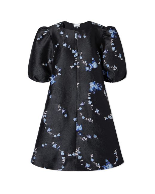 Ganni Black 3D Jacquard A-Shaped Zip Mini Dress