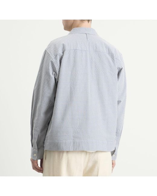NN07 Blue Reed Check Seersucker Overshirt for men