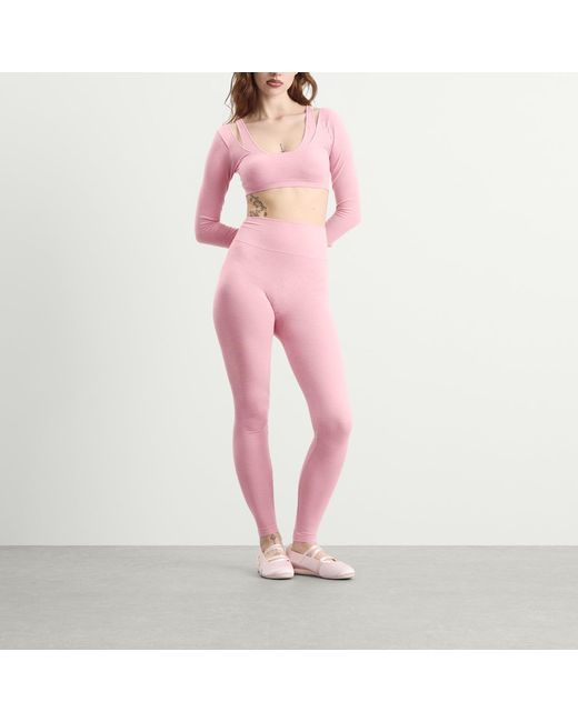Skims Pink Seamless Sheer Wool Legging