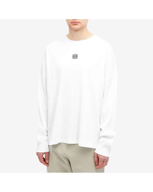 Loewe White Anagram Long Sleeve T-Shirt for men