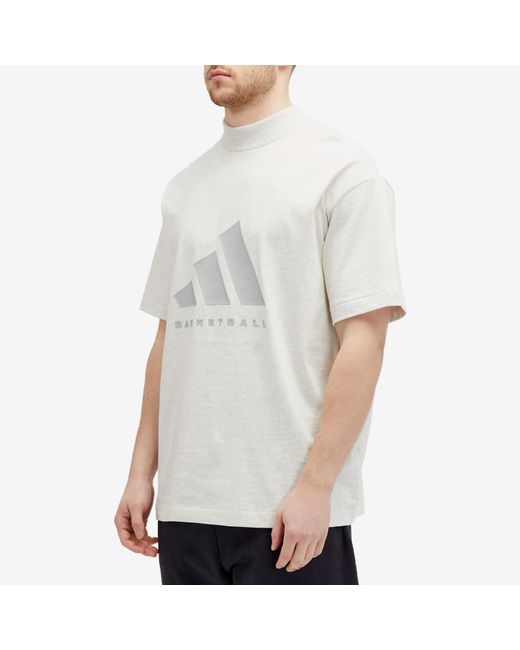 Adidas White Basketball T-Shirt for men