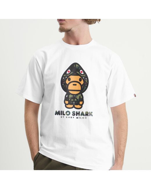 A Bathing Ape White 1St Camo Milo Shark T-Shirt for men