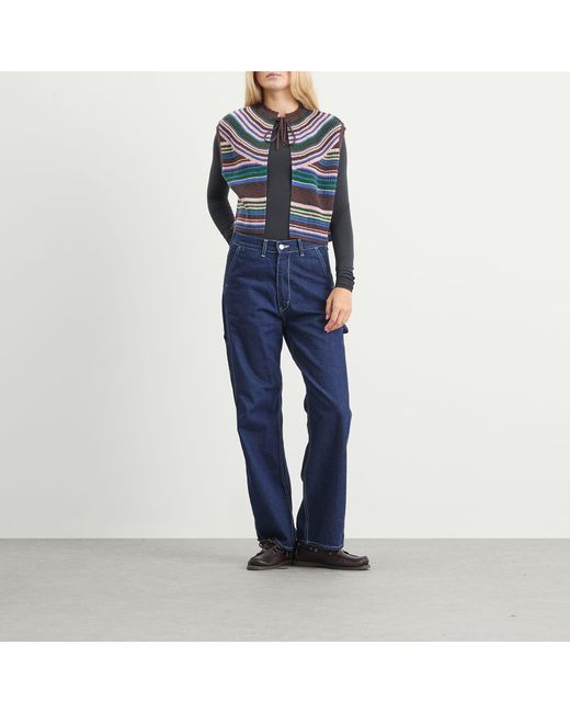 Beams Boy Gray Multi Stripe Knit Vest