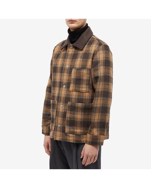 A.P.C. Brown New Emile Check Wool Work Jacket for men