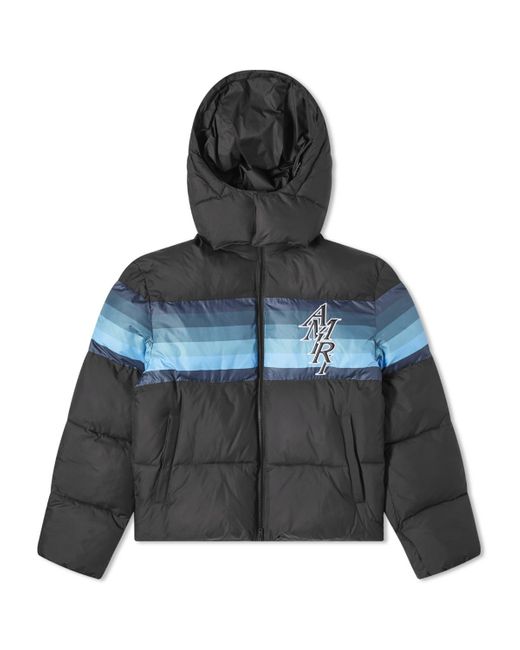 Amiri Gray Staggered Logo Down Jacket for men