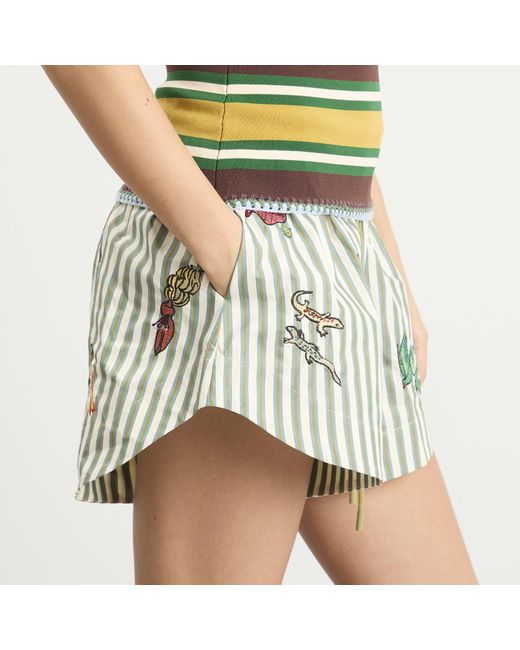 ALÉMAIS Green Bisou Embroidered Shorts