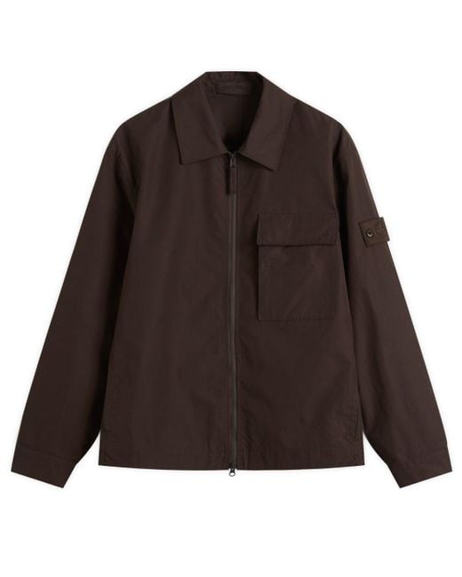 Stone Island Brown Ghost Weatherproof Cotton Canvas Shirt Jacket for men