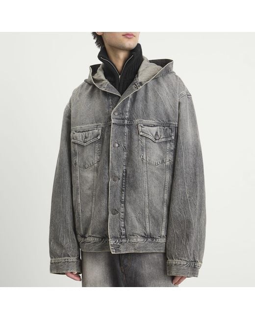Acne Gray Gothik Wash Hooded Denim Jacket for men