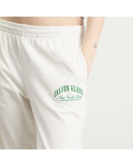 Calvin Klein White Logo Cotton Jersey Jogger