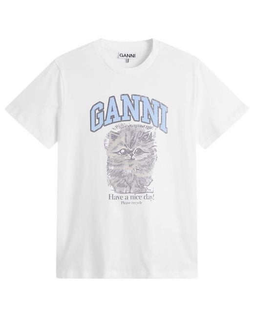 Ganni Blue Kitty Margot Relaxed T-Shirt