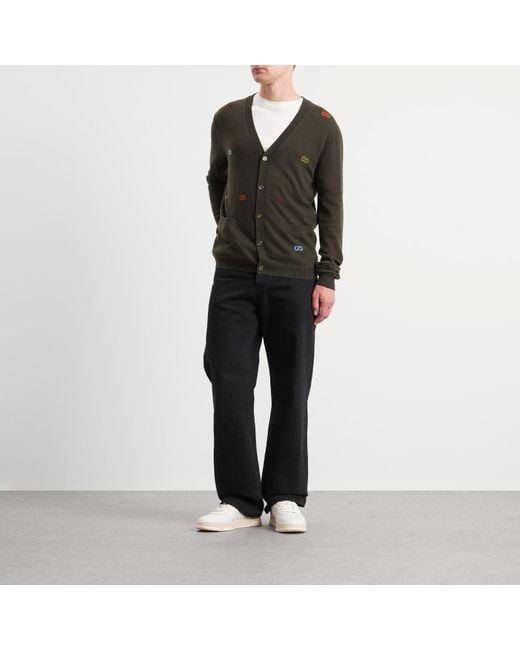 Gucci Green Muti Colour Gg Logo Cardigan for men