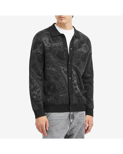 NN07 Black Emerson Paisley Cardigan for men