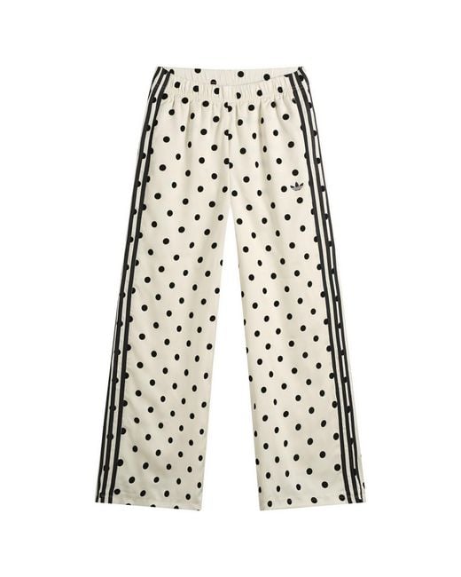 Adidas White Polka Dot Firebird Wide Trackpants
