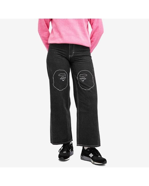 A Bathing Ape Black Ape Head Oversized Jeans