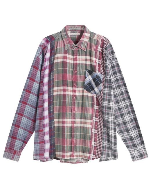 Needles Purple 7 Cuts Wide Flannel Shirt for men