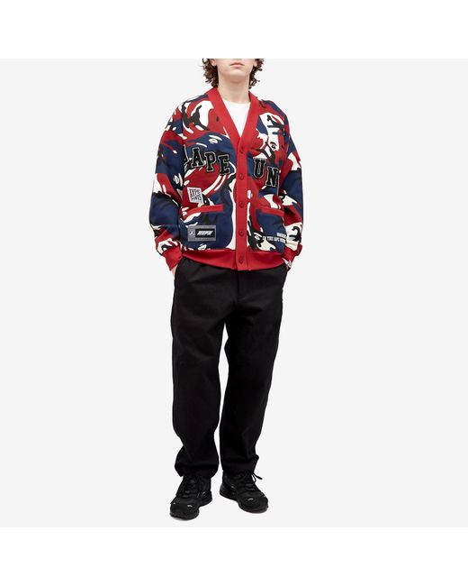 Aape By A Bathing Ape Red Aape Unvs Camo Cardigan for men