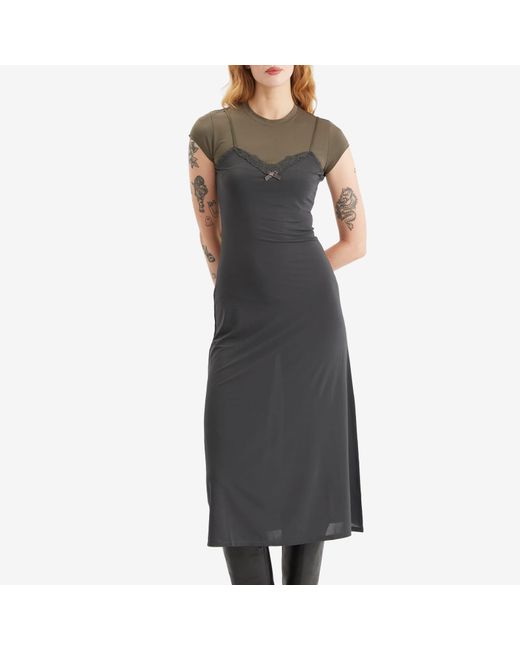 Acne Black Eluna Double Layer Slip Dress