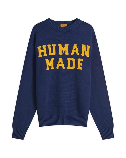 Human Made Blue Polar Bear Crew Neck Knitted Jumper for men