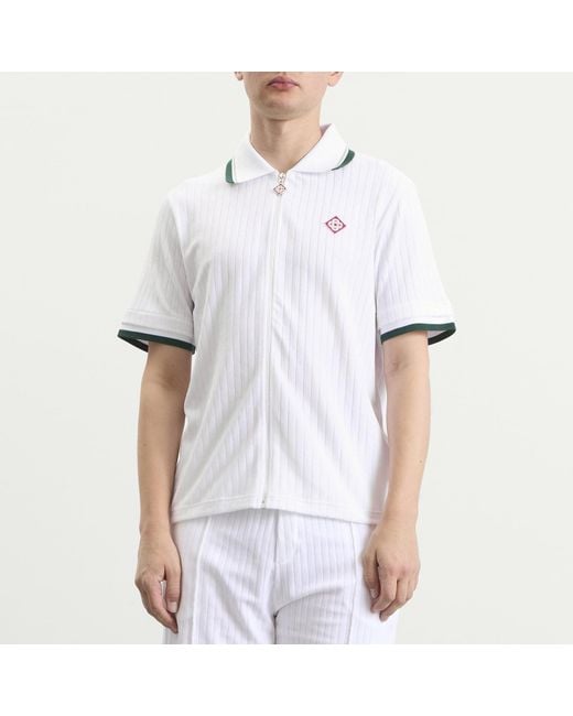 Casablanca White Velour Zip Up Shirt for men