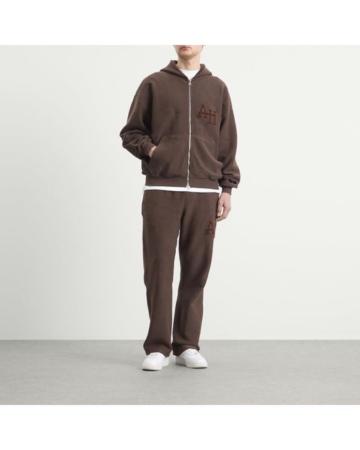 Annie Hood Brown Inside Out College Zip Hoodie for men