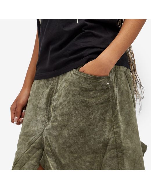 Rick Owens Green Denim Midi Skirt