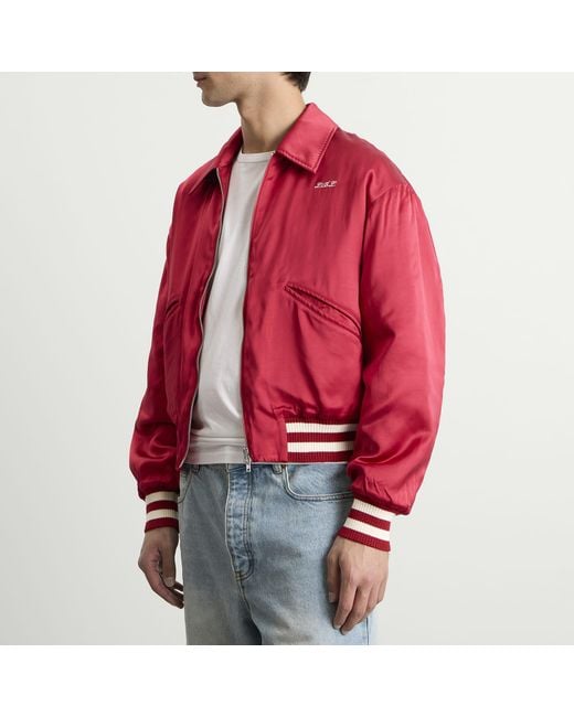 Second/Layer Red Second Layer Aces Satin Club Souvenir Jacket for men
