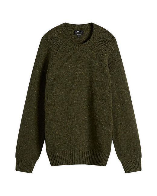 A.P.C. Green Harris Donegal Crew Neck Jumper for men