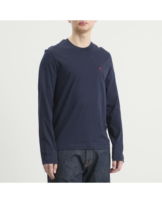 AMI Blue Ami De Coeur Long Sleeve T-Shirt for men