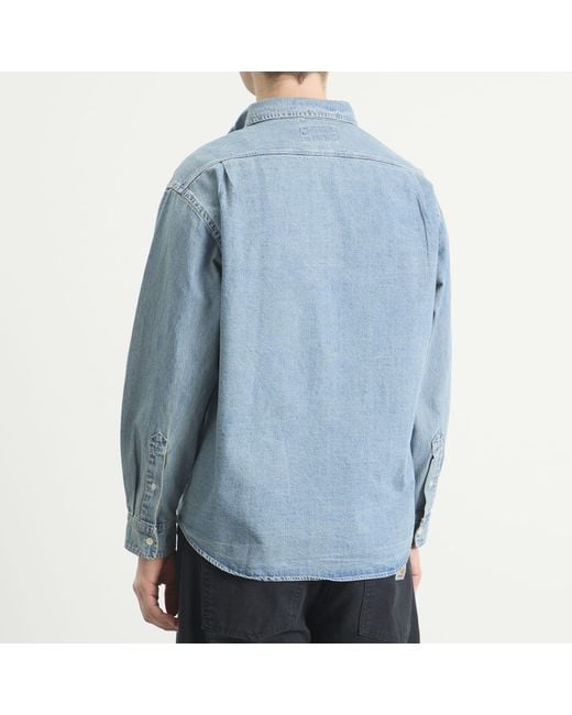 Thisisneverthat Blue Washed Denim Shirt for men