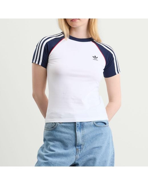 Adidas Blue Adicolor 3-Stripes Raglan Slim T-Shirt