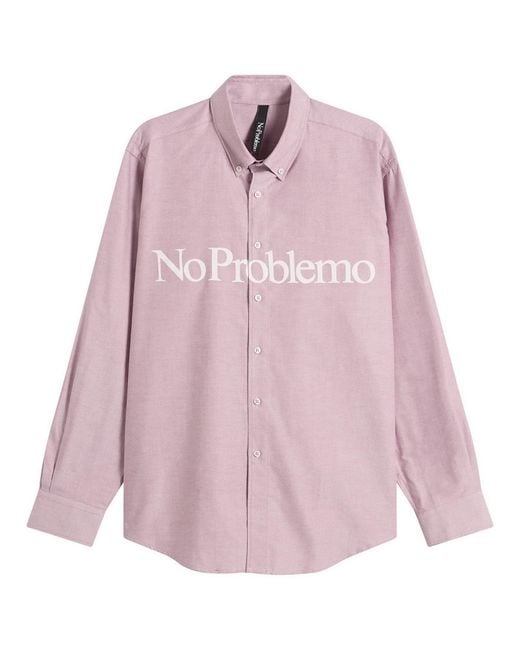No Problemo Pink Logo Oxford Shirt for men