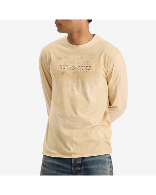 Acne Natural Long Sleeve Faded Logo T-Shirt for men