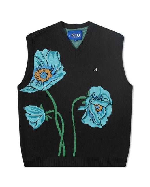 AWAKE NY Black Floral Knit Vest