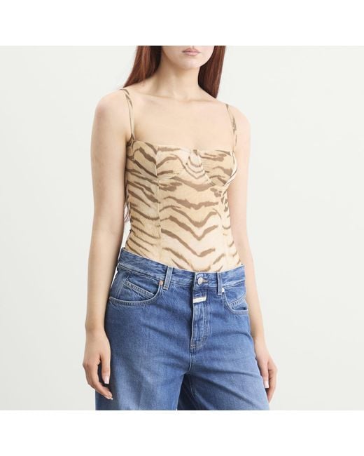 GOOD AMERICAN Natural Mesh Bustier Bodysuit