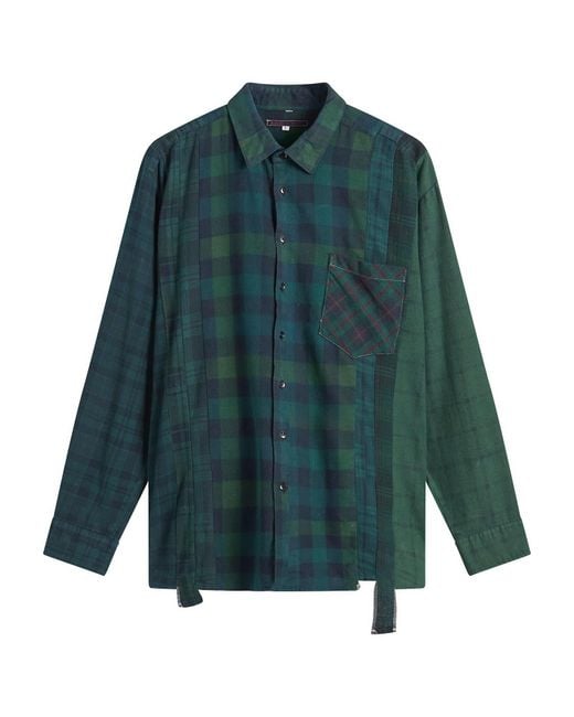 Needles Green 7 Cuts Over Dyed Flannel Shirt for men