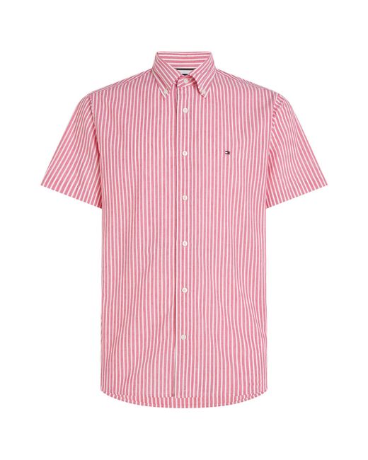 Tommy Hilfiger Hemd mit Leinen Regular Fit Kurzarm in Pink für Herren