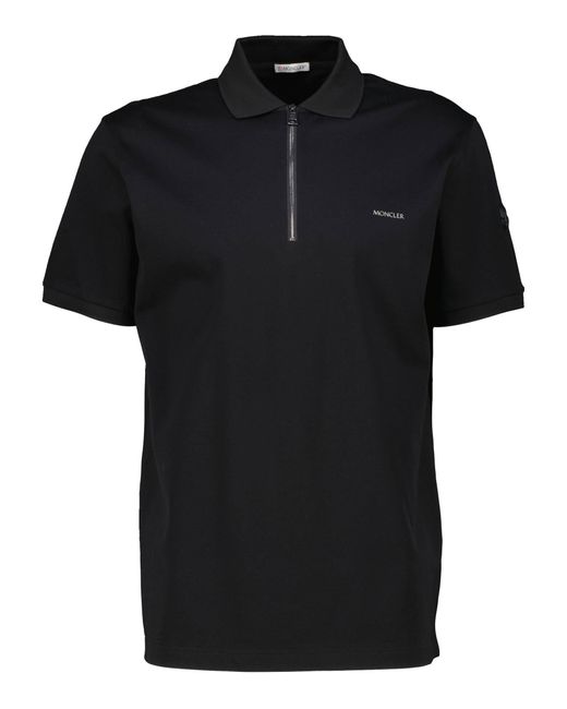 Moncler Poloshirt mit Reißverschluss aus Baumwollpiqué in Black für Herren