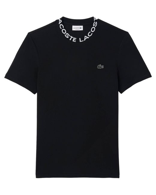 Lacoste T-Shirt aus PIQUÉ mit Logo-Jacquard-Kragen Regular Fit in Black für Herren